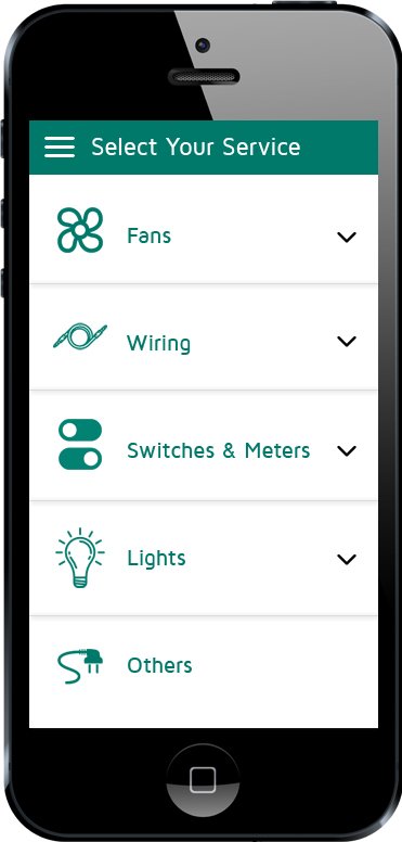 electrician apps category selection screen