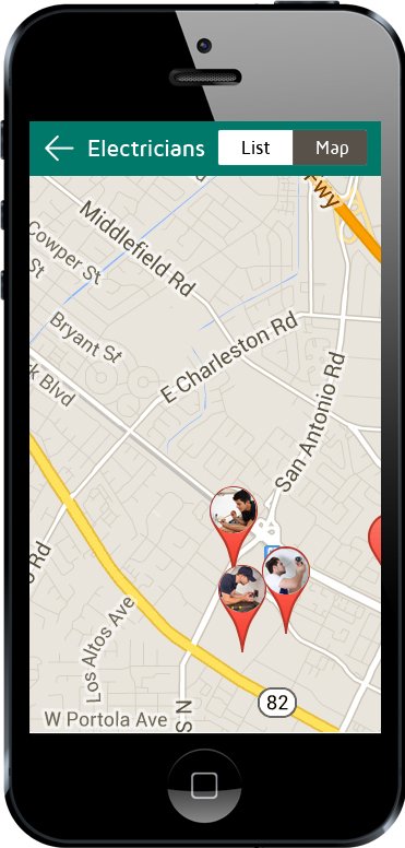 electrician apps map view screen