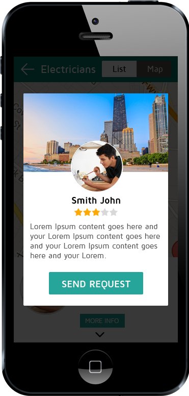 electricians apps send request screen