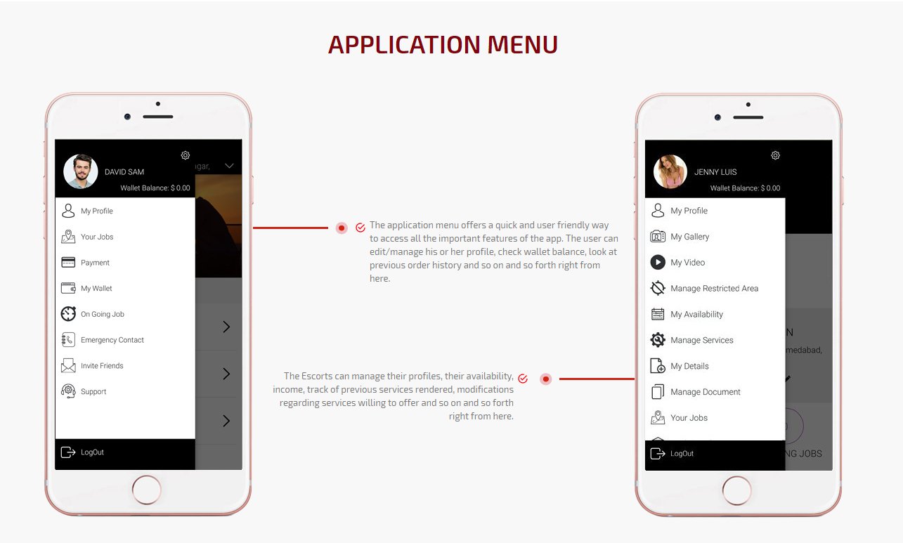 application menu screen