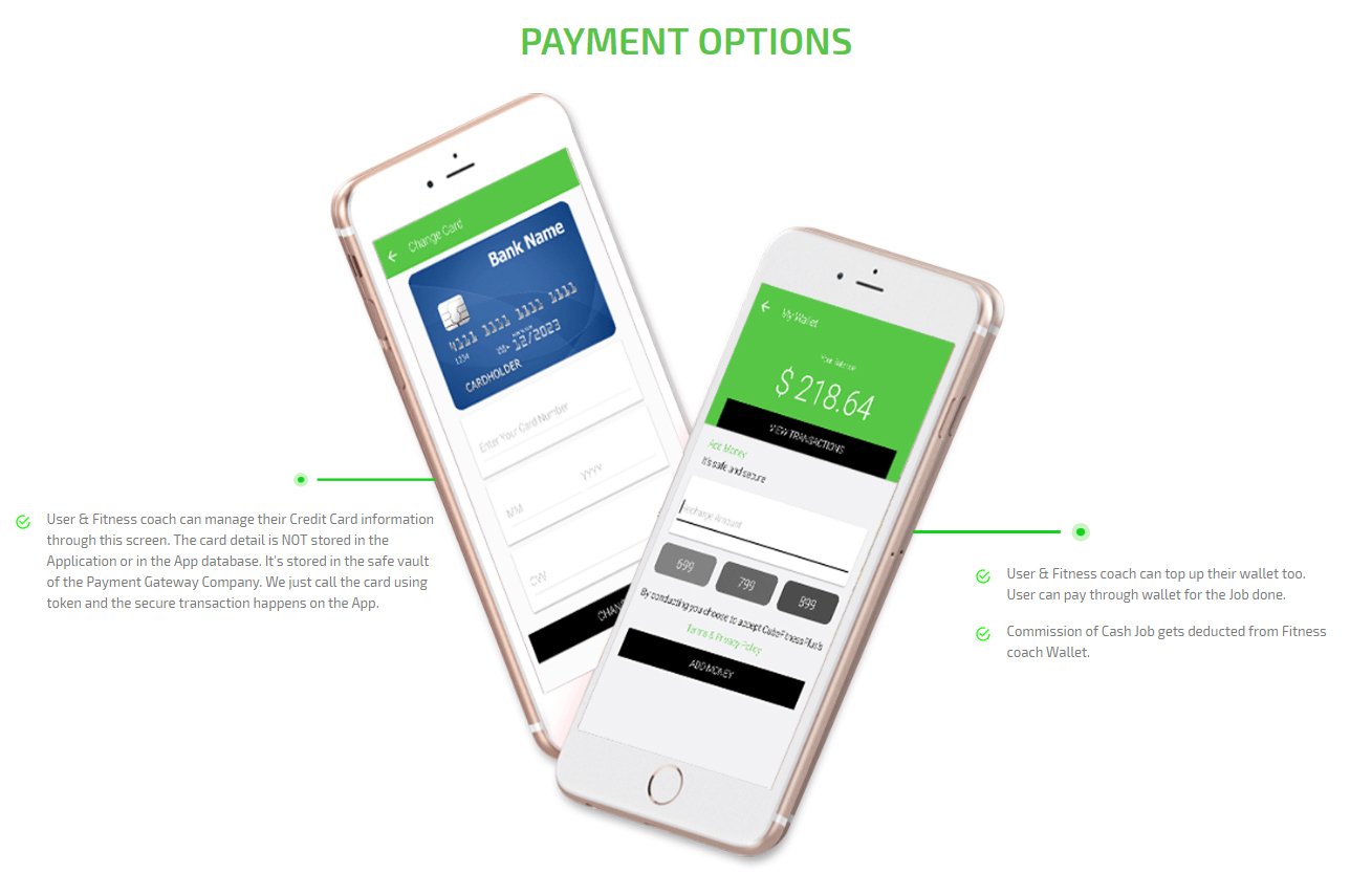 client and fitness-coach payment option screen
