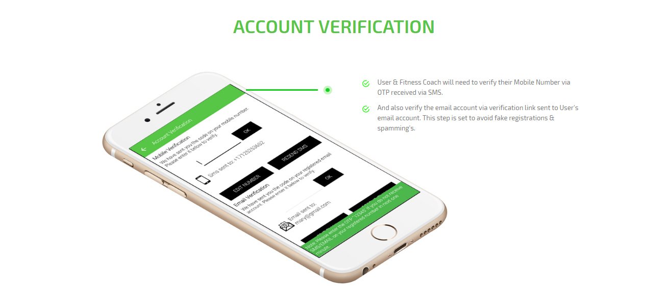 client and fitness-coach account verification screen