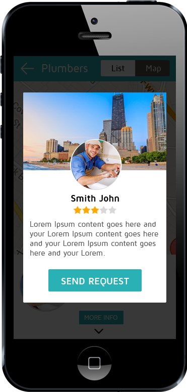 plumbing apps send request screen