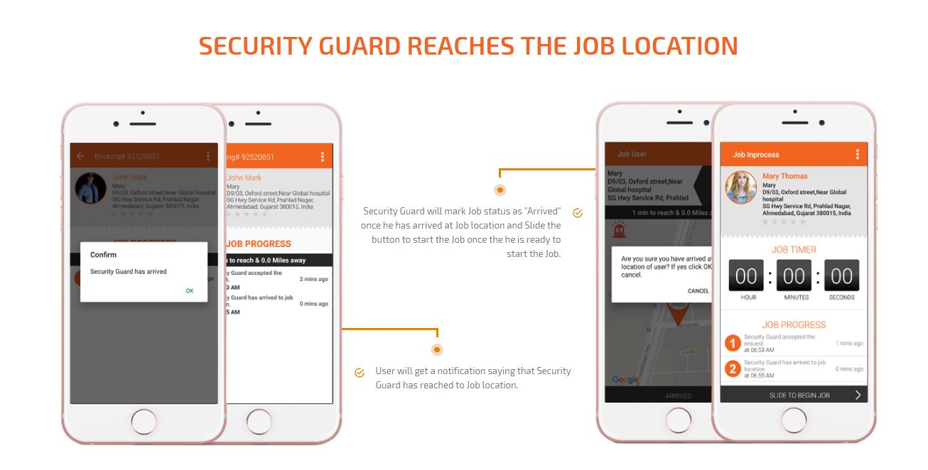 security-guard reaches at the job location