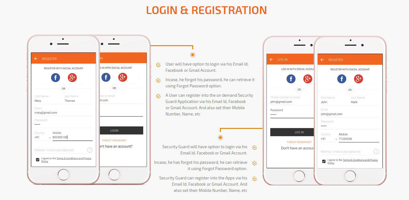 client and security-guard login/registration screen