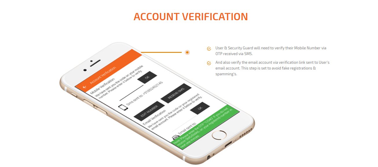 client and security-guard account verification screen