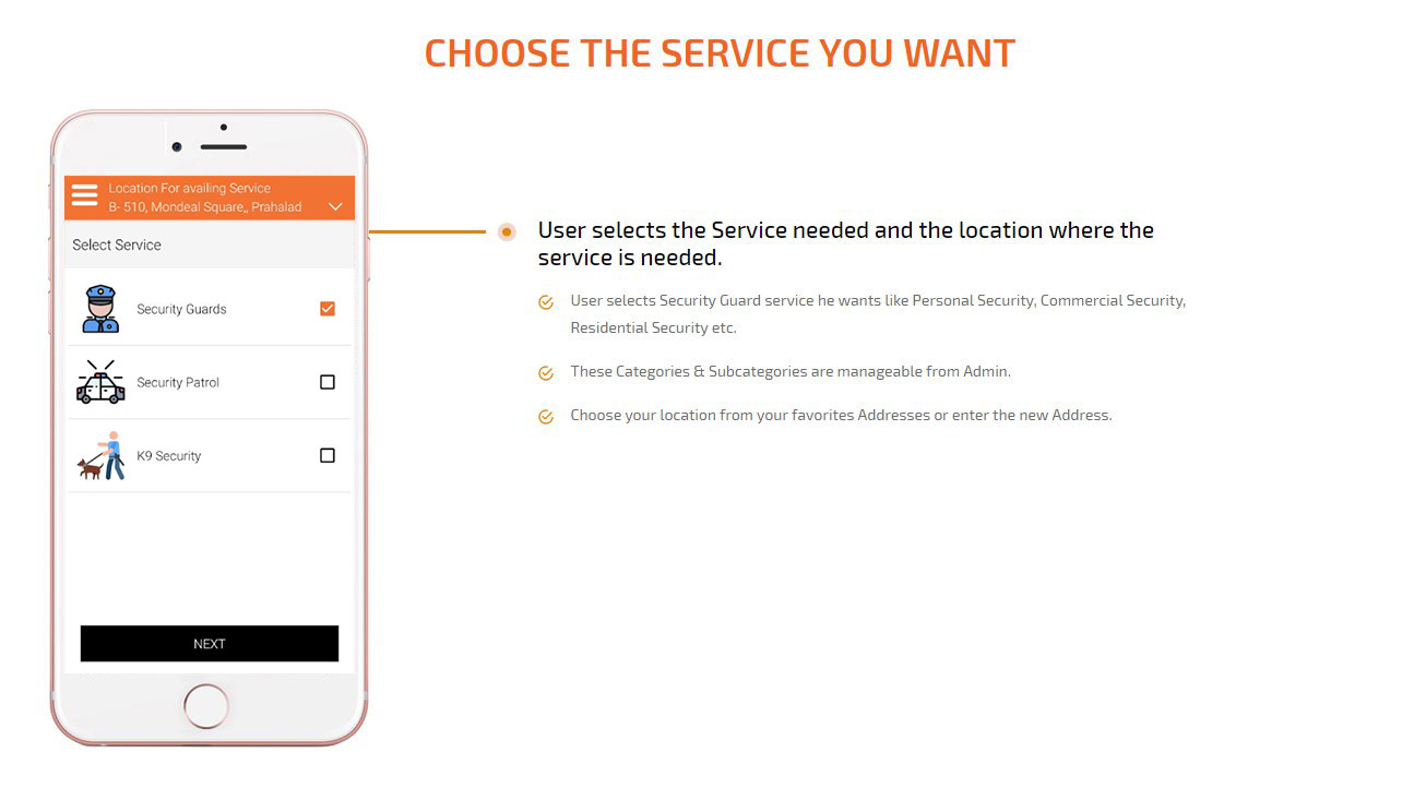 client choose the security-guard service they want