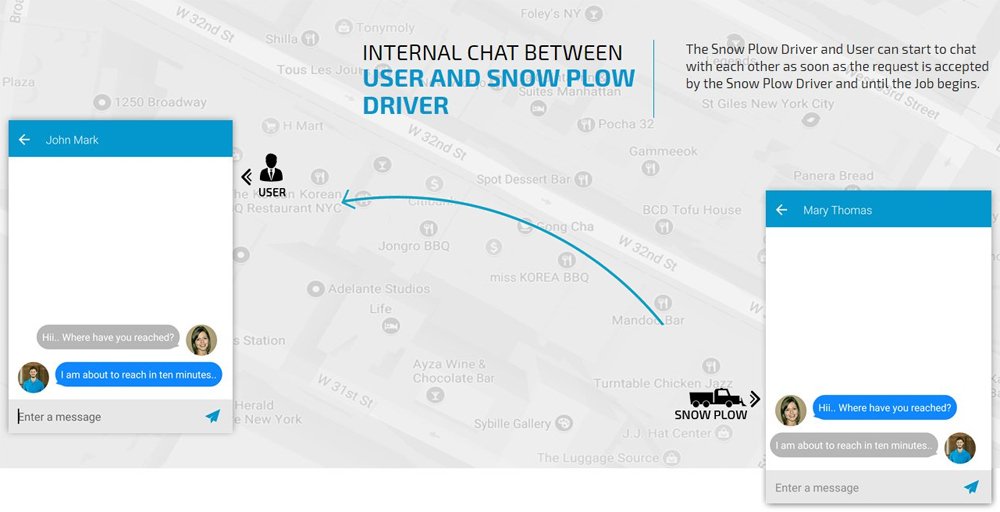 Chat between user and snow plow driver