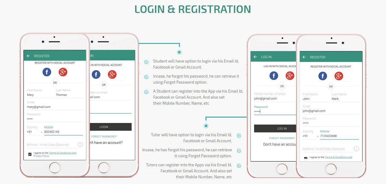 client and tutors app login/registration screen