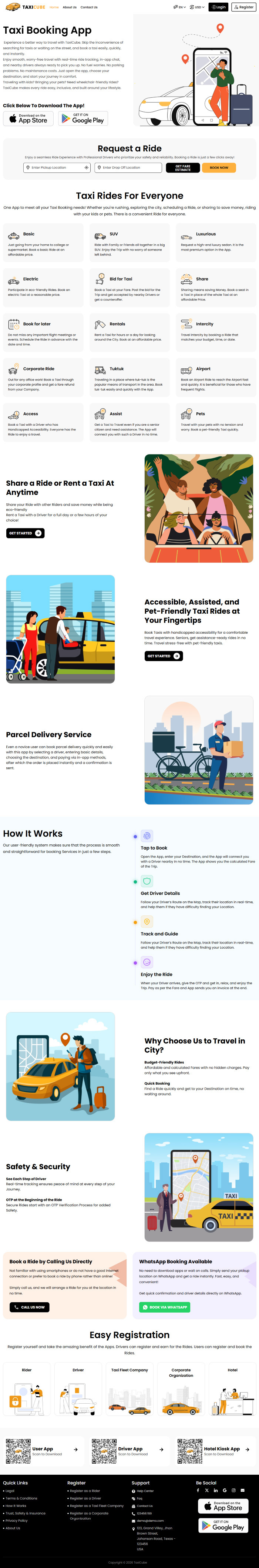 Uber clone web home page