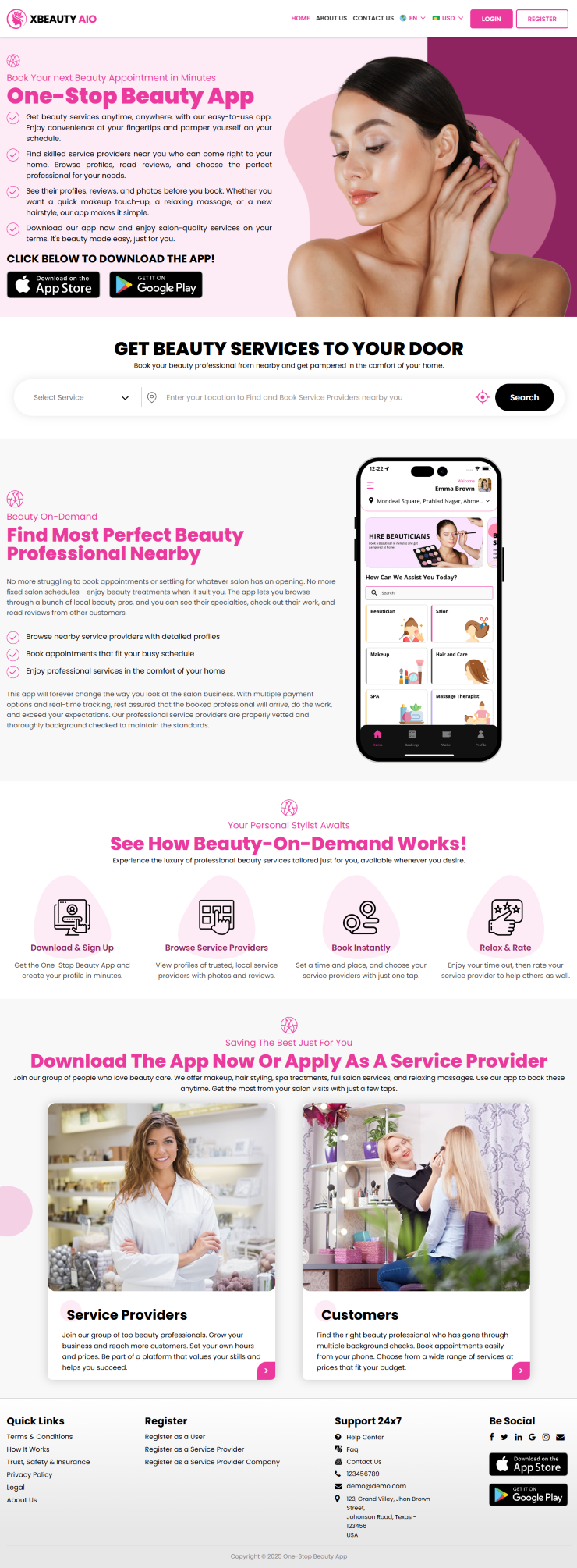 Uber clone web home page