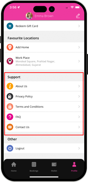 Information like About Us, Privacy Policy, Terms and Conditions, Contact US and FAQ.