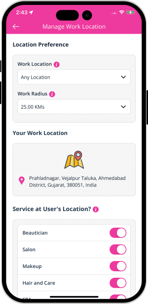 provider manage work location