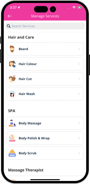 choose service categories