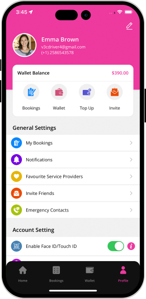 user app menu