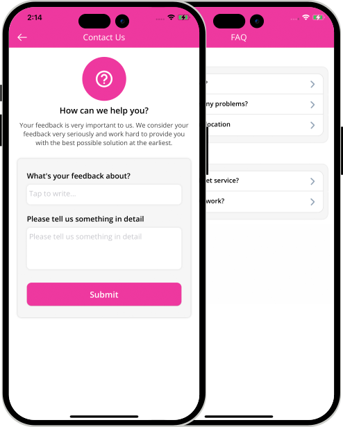 user app login and registration screen