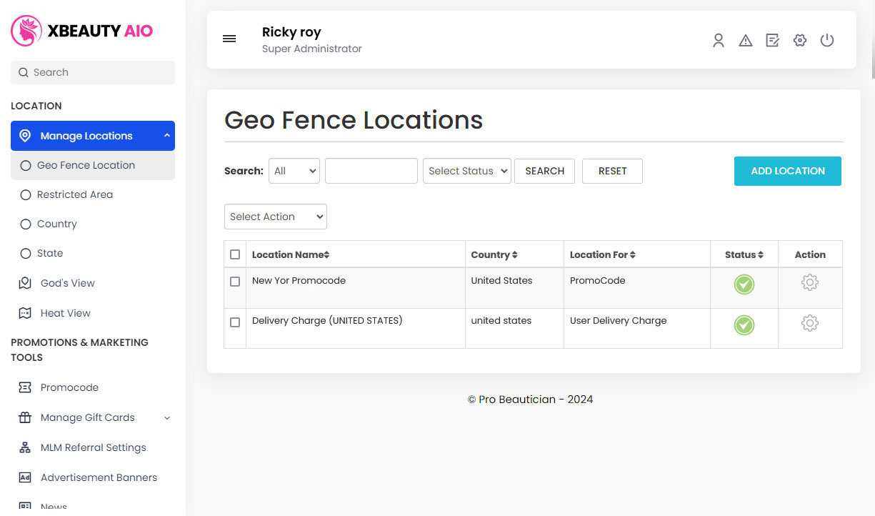 Geo Fence Locations