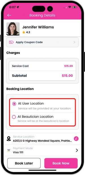 Select booking location