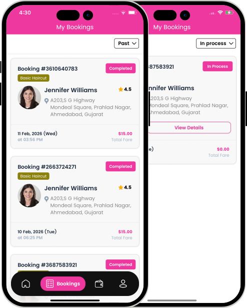 user app login and registration screen