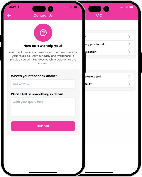 user app login and registration screen