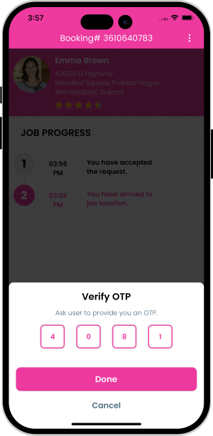 OTP Verification to Start the Job
