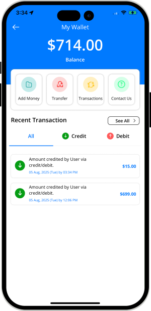 user and provider manage their wallet