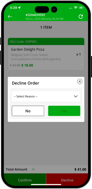 Order cancellation by Store
