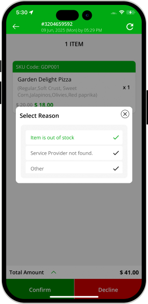 Order cancellation by Store