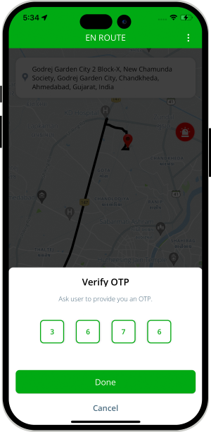 OTP Verification to Start the Ride