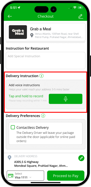 Voice Instruction for Delivery Driver