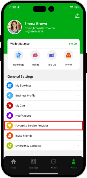 choose favorite service provider