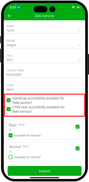 preference ride details