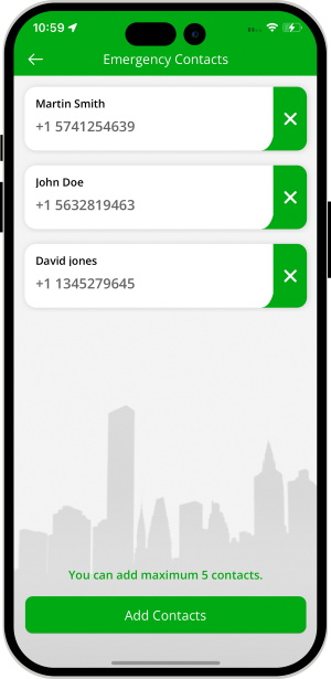emergency contacts added