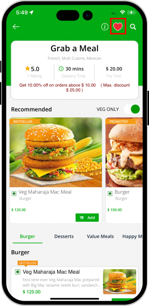 place an order from the Restaurant