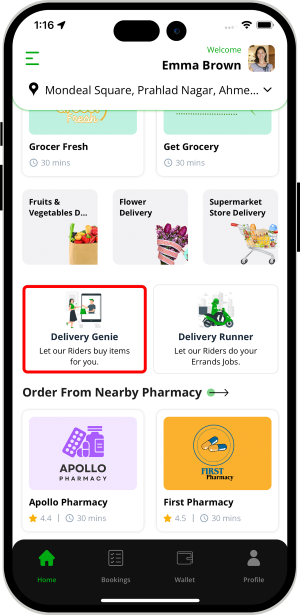 Delivery Screen