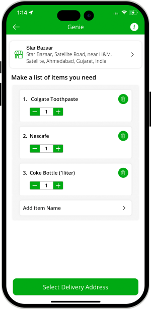 Items list