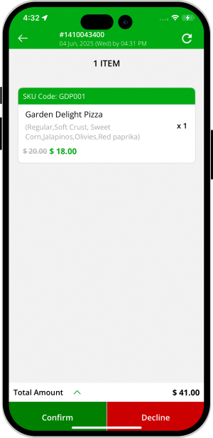 confirm or decline the order