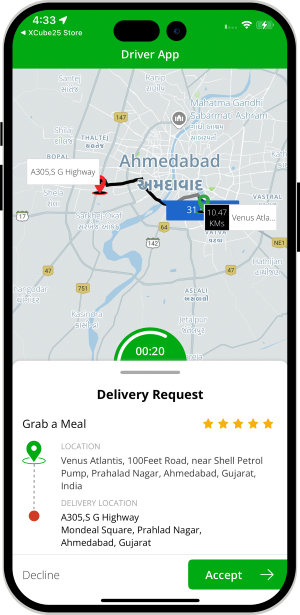 delivery driver sees request