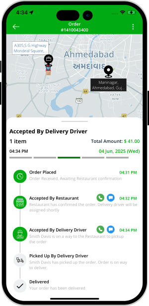 user see assigned driver for pickup of order
