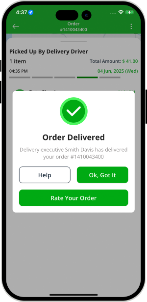 order delivered successful