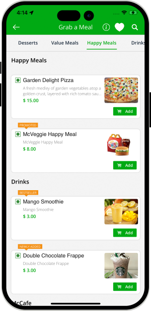 user check restaurant menu