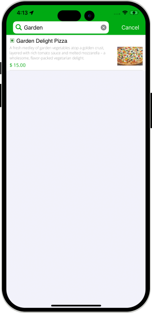user search food items