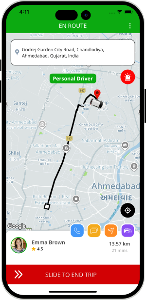 driver slide to end trip and rider get notification for Trip completed