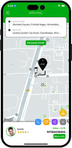 Rider can see the location of the Driver on a Map