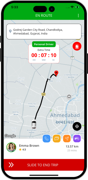 driver slide to end trip and rider get notification for Trip completed