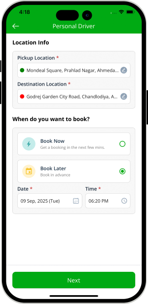 Select booking location