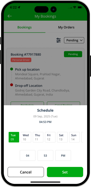 Select booking location