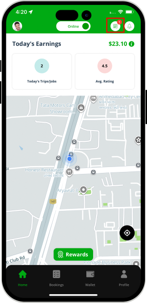 Select booking location