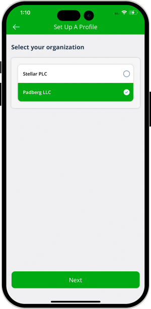 profile setup organization