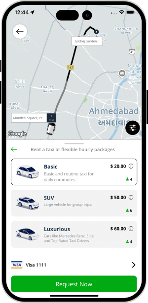 taxi rentals screen